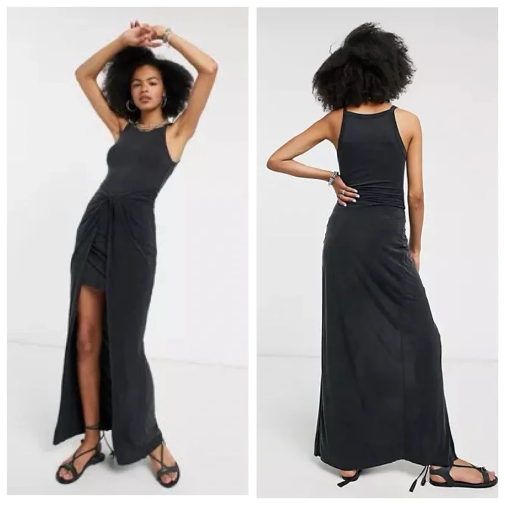 AllSaints Sami Cupro Knot Front Maxi Dress Size 0 in Black New All Saints - Picture 14 of 14